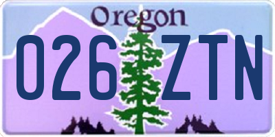 OR license plate 026ZTN