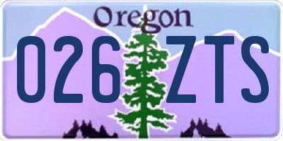 OR license plate 026ZTS