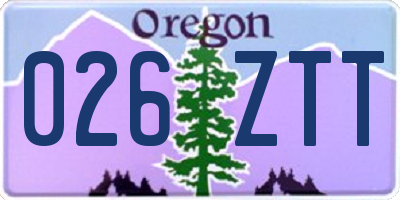 OR license plate 026ZTT