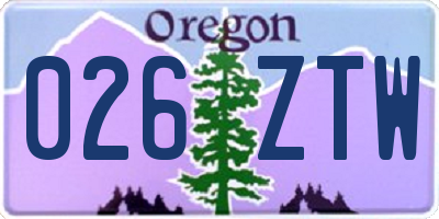 OR license plate 026ZTW