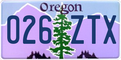 OR license plate 026ZTX