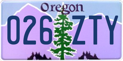 OR license plate 026ZTY