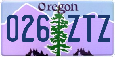 OR license plate 026ZTZ