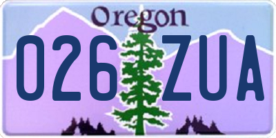 OR license plate 026ZUA