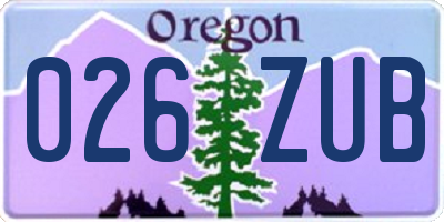 OR license plate 026ZUB
