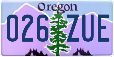 OR license plate 026ZUE