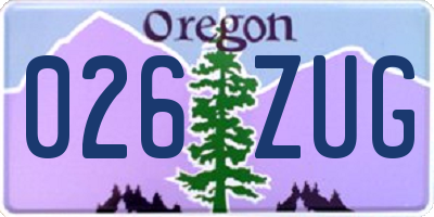 OR license plate 026ZUG