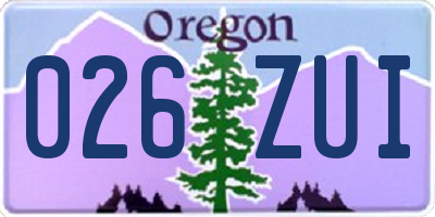 OR license plate 026ZUI