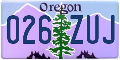 OR license plate 026ZUJ