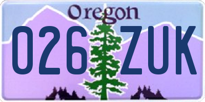 OR license plate 026ZUK