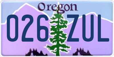 OR license plate 026ZUL