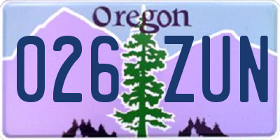 OR license plate 026ZUN