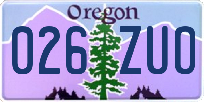 OR license plate 026ZUO