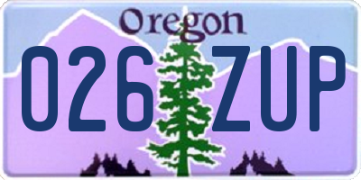 OR license plate 026ZUP