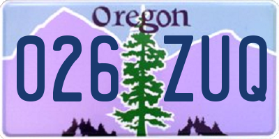 OR license plate 026ZUQ
