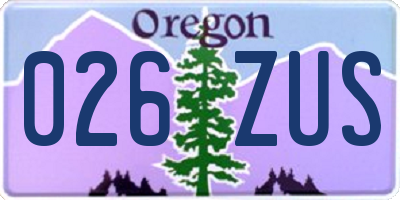 OR license plate 026ZUS