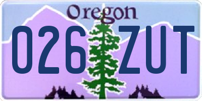 OR license plate 026ZUT