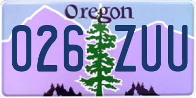 OR license plate 026ZUU