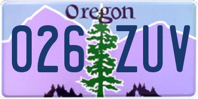 OR license plate 026ZUV