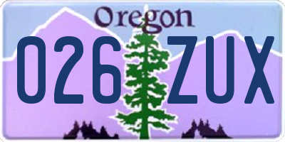 OR license plate 026ZUX