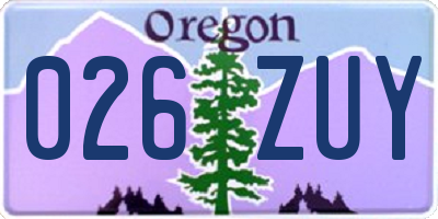 OR license plate 026ZUY