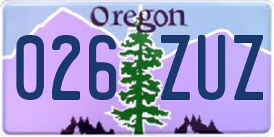 OR license plate 026ZUZ