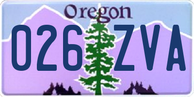 OR license plate 026ZVA