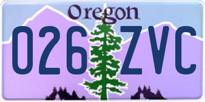 OR license plate 026ZVC