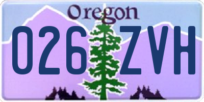 OR license plate 026ZVH