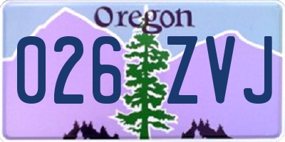 OR license plate 026ZVJ