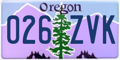 OR license plate 026ZVK