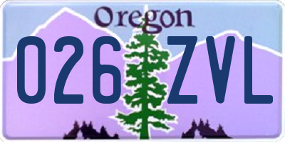OR license plate 026ZVL