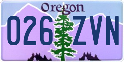 OR license plate 026ZVN
