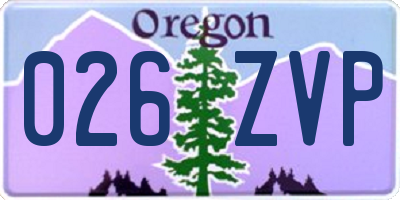 OR license plate 026ZVP