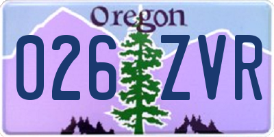OR license plate 026ZVR