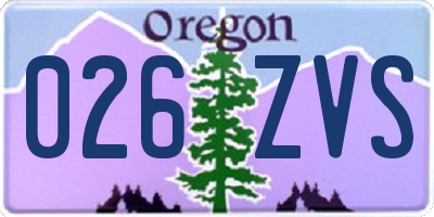 OR license plate 026ZVS