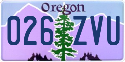 OR license plate 026ZVU