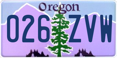 OR license plate 026ZVW