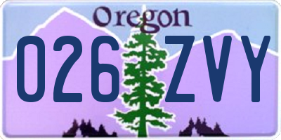 OR license plate 026ZVY