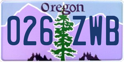 OR license plate 026ZWB