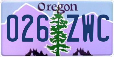OR license plate 026ZWC