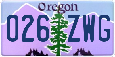 OR license plate 026ZWG