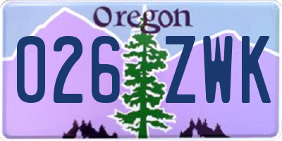 OR license plate 026ZWK