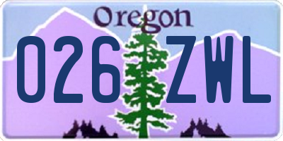 OR license plate 026ZWL