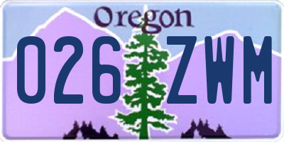 OR license plate 026ZWM
