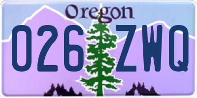 OR license plate 026ZWQ
