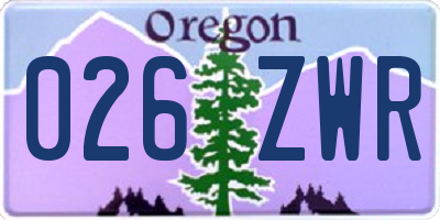 OR license plate 026ZWR