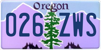 OR license plate 026ZWS