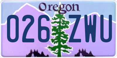 OR license plate 026ZWU