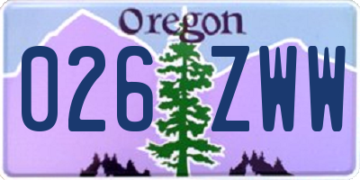 OR license plate 026ZWW